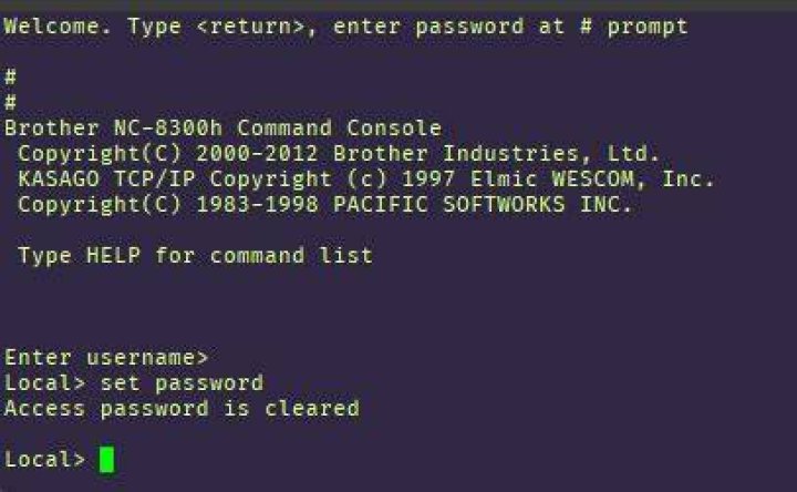 Reset password Brother 8890DW