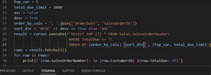 Retrieving Data from SQL Using pyodbc