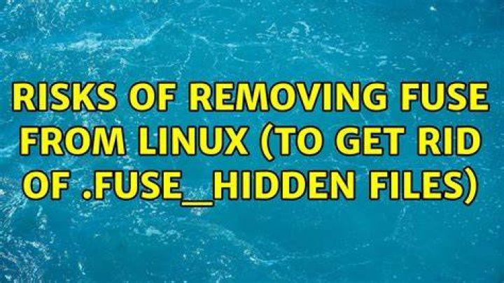 Risks of removing fuse from Linux (to get rid of .fuse_hidden files)