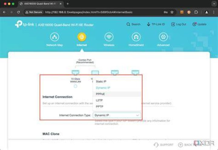 router config page with powerlink details