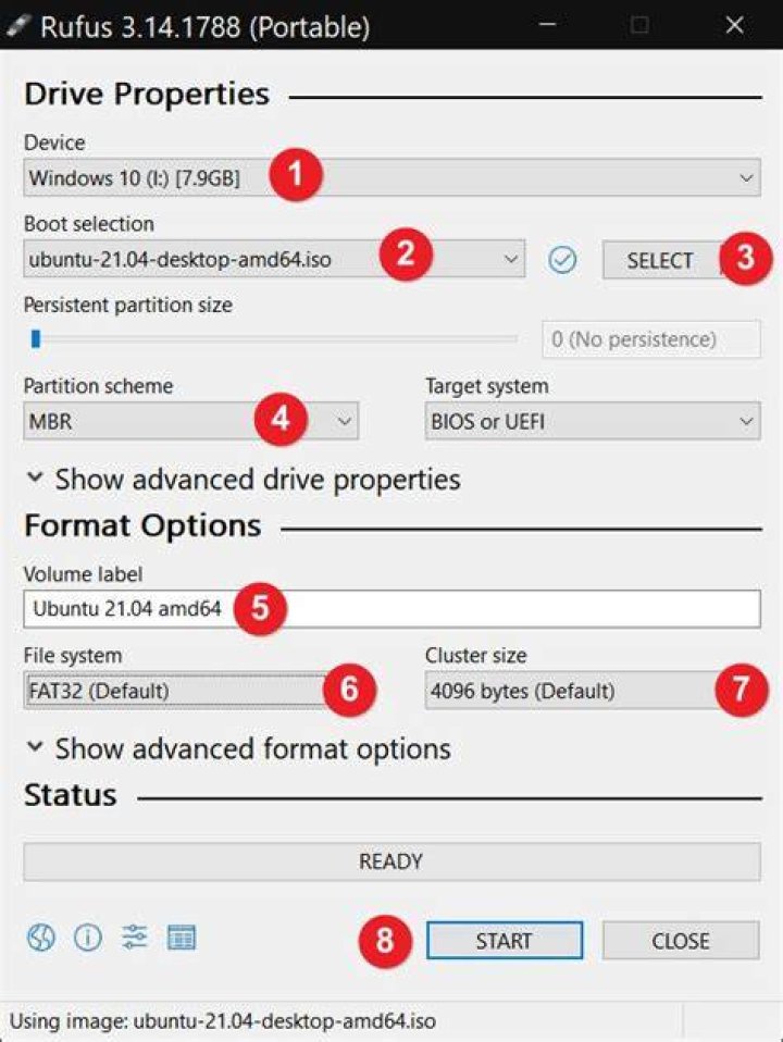 Rufus main interface