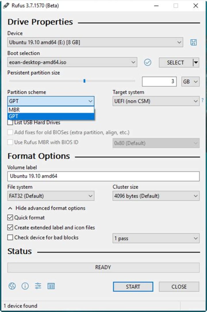 Rufus persistent storage