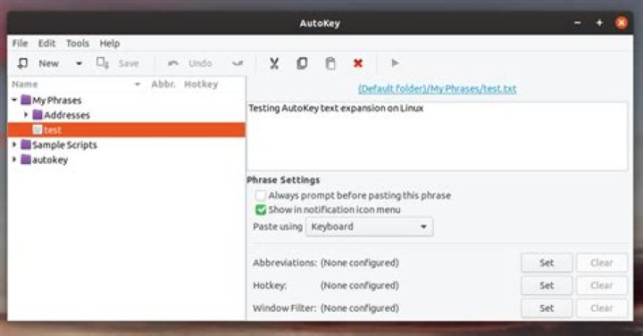 screenshot of AutoKey