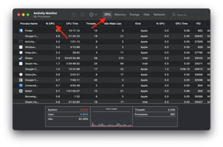 Screenshot of CPU activity even after disabling Cortana