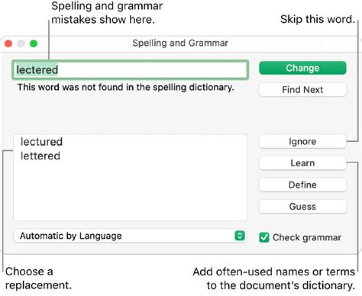Screenshot showing check the spelling of text fields