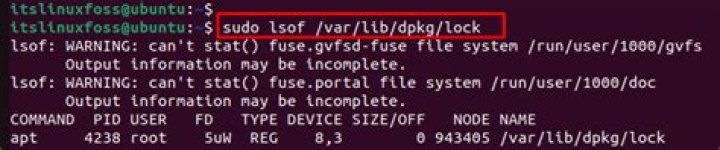See terminal text. 'Waiting for cache lock' error. How to fix? I'm on Ubuntu 21.04