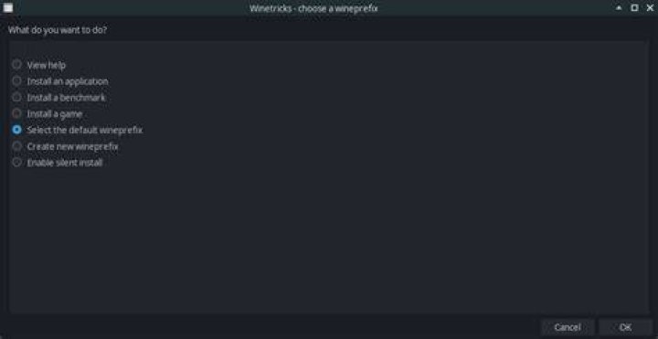 Select default wineprefix