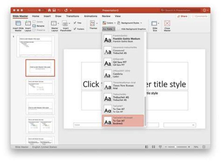 Set a master font in PowerPoint to a non-predefined font