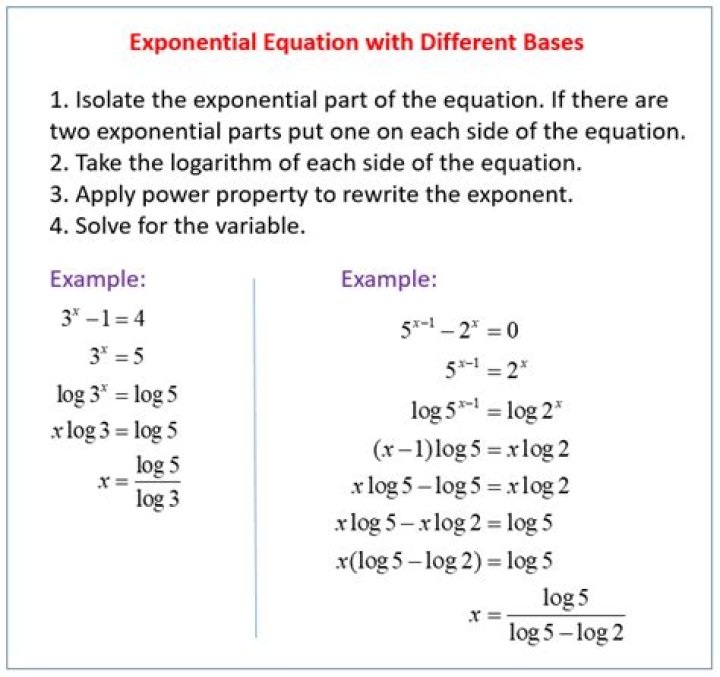 Solve exponential equation with exponent variables.