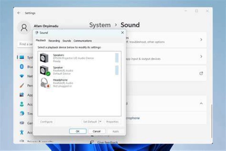 sound setting panel