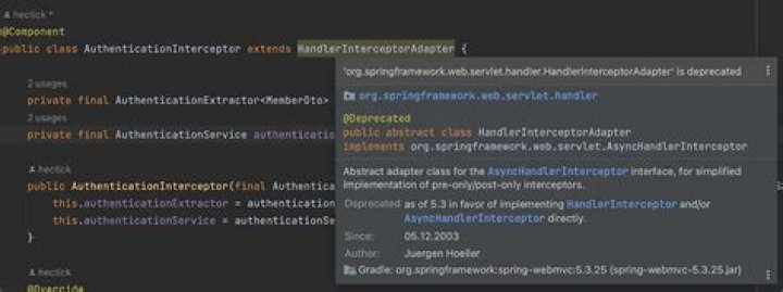Spring boot 2.4.0 The type HandlerInterceptorAdapter is deprecated