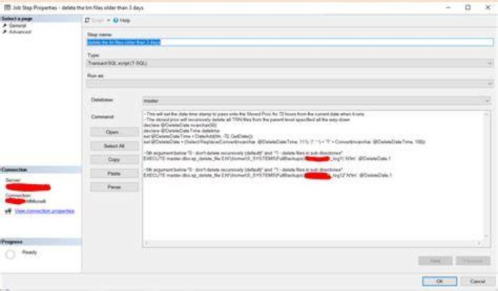 SQL Server xp_delete_file parameters