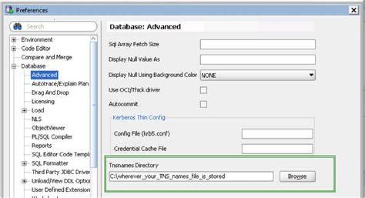 SQLDeveloper update tnsnames directory