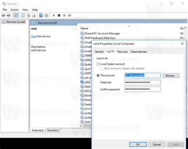 Starting OpenSSH server in Windows with debug messages enabled (-d)