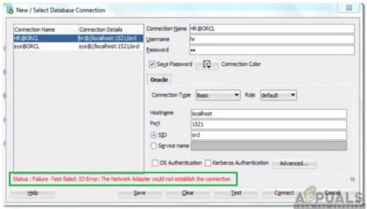 Status : Failure -Test failed: IO Error: The Network Adapter could not establish the connection in Oracle SQL Developer