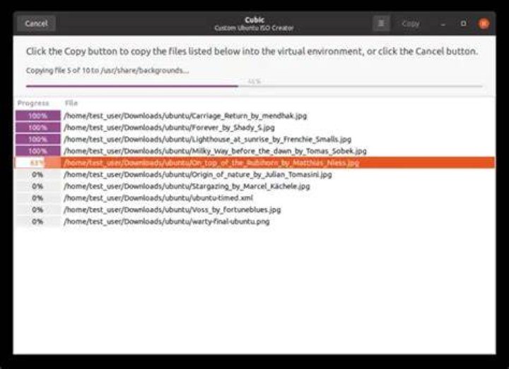 The Cubic Terminal Copy Files Page