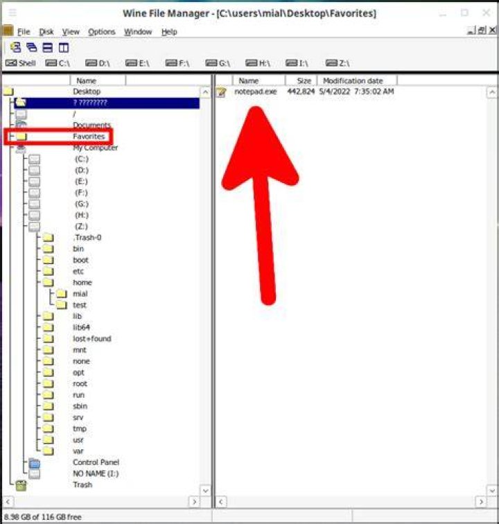 The wine file manager