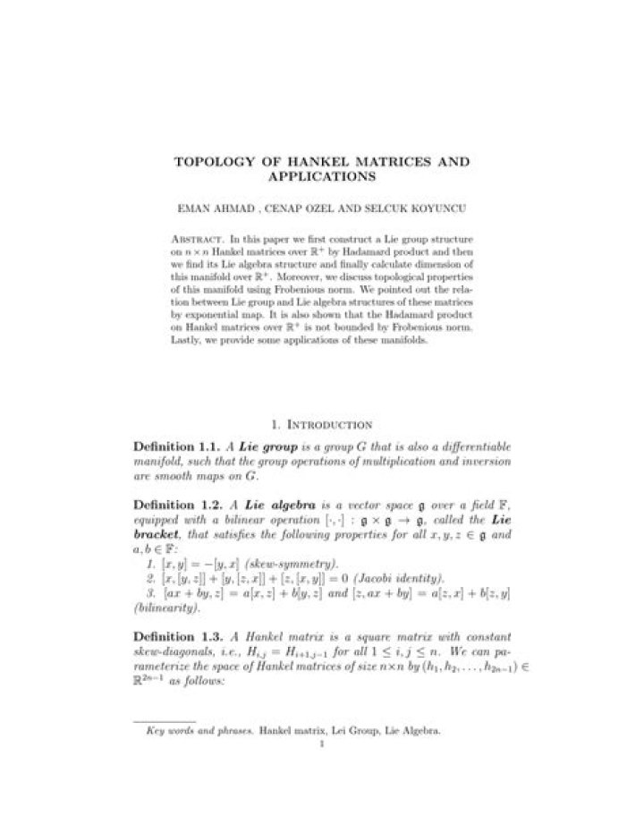 Topology of matrices