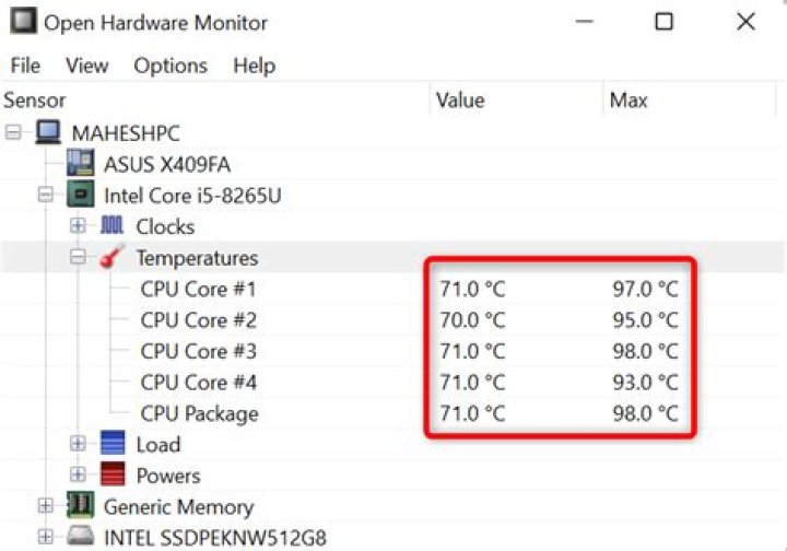 Trying to find the general temperature sensor of my CPU