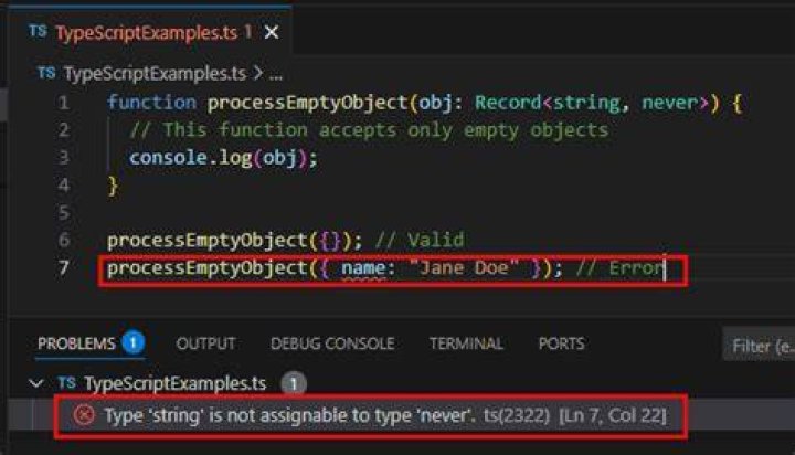 TypeScript empty object for a typed variable