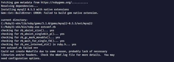Unable to install mysql2