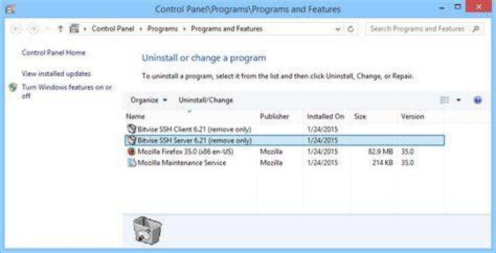 Uninstalling ssh