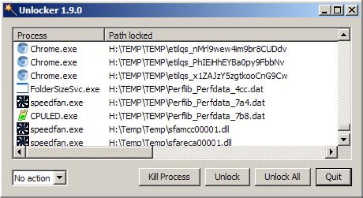 Unlocker showing processes with open handles