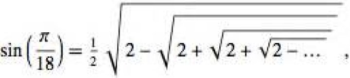 Value of $\sin(\pi/18)$ by nested radicals