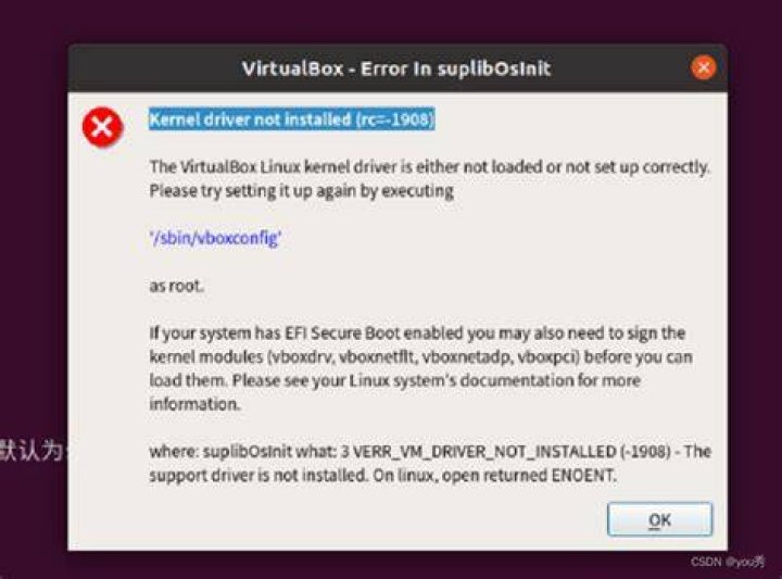VirtualBox error : kernel driver not installed(rc=-1908) [closed]