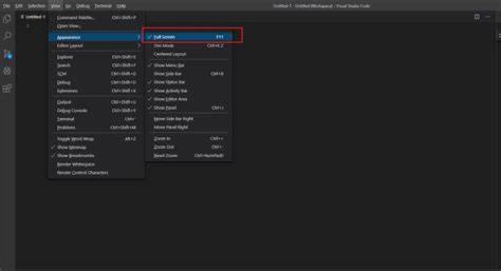 visual studio code menu bar