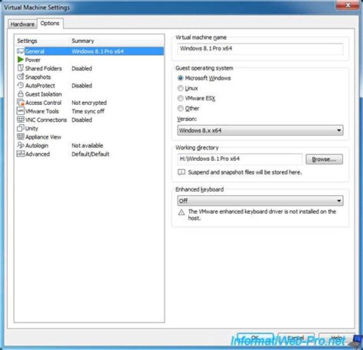 VMWARE Settings