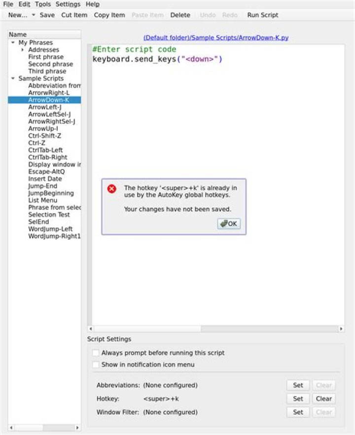 What are the mouse scripts for Autokey?