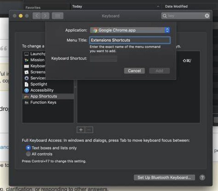 What is the hotkey to show Chrome extensions?