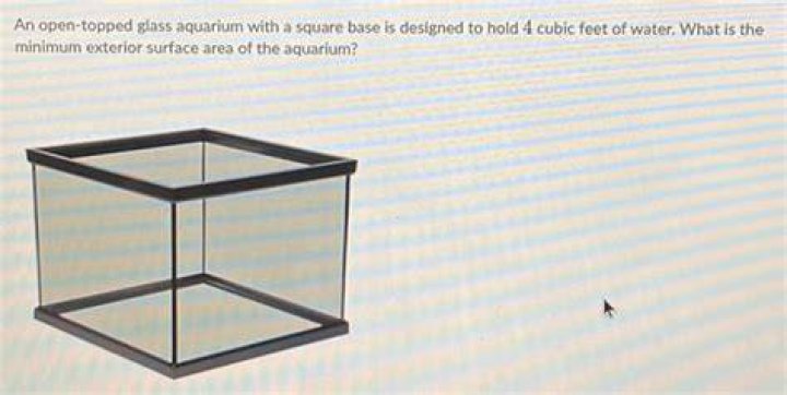 What is the minimum possible exterior surface area of an open glassed-top aquarium?