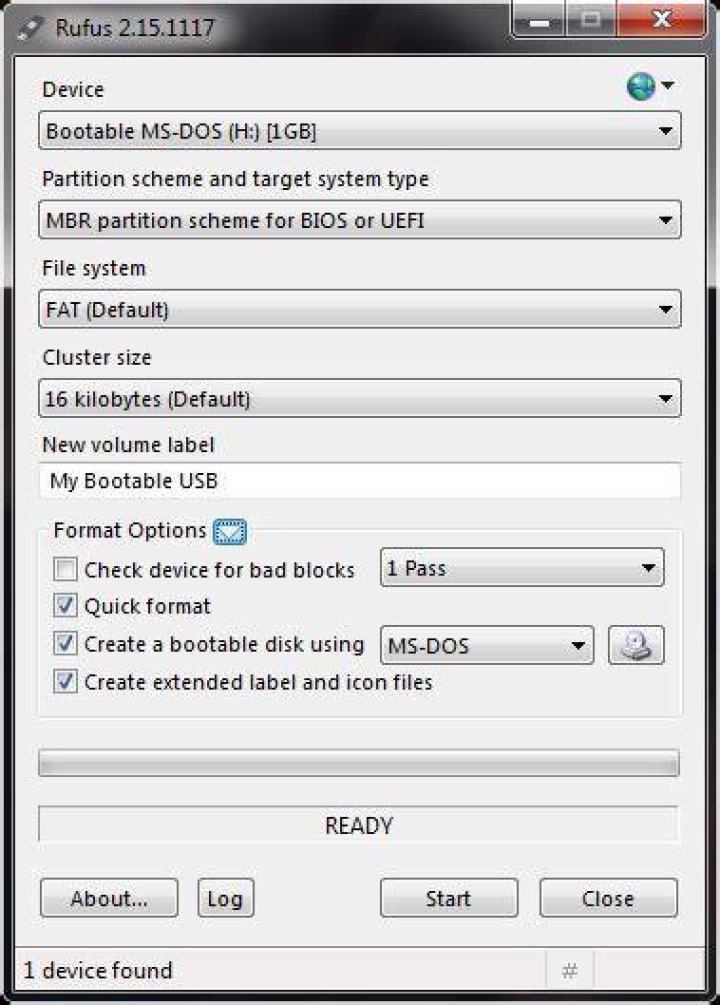 What version of MS-DOS does Rufus use to make bootable USBs?