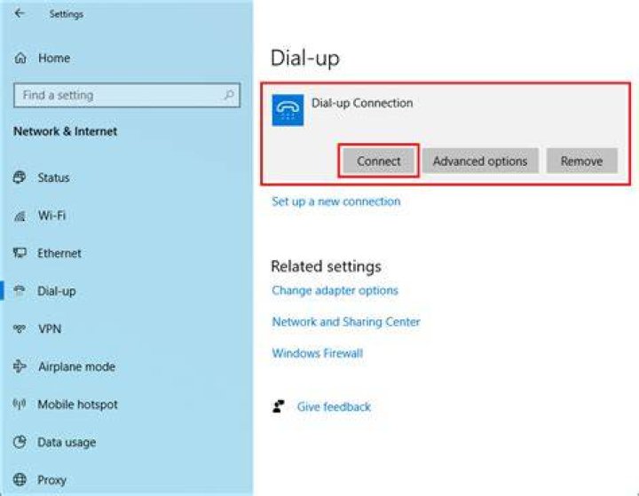 Where does Windows 10 keep dial-up connection settings?