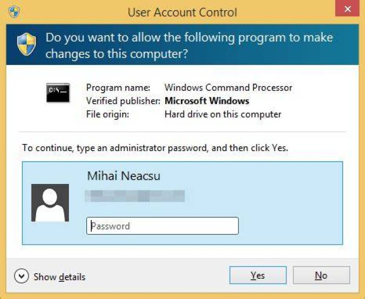 Why does UAC prompt for a password instead of yes/no?