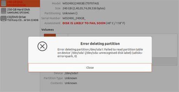 Why I'm Getting (/dev/unrecognised disk label) (udisks-error quark, 0)?