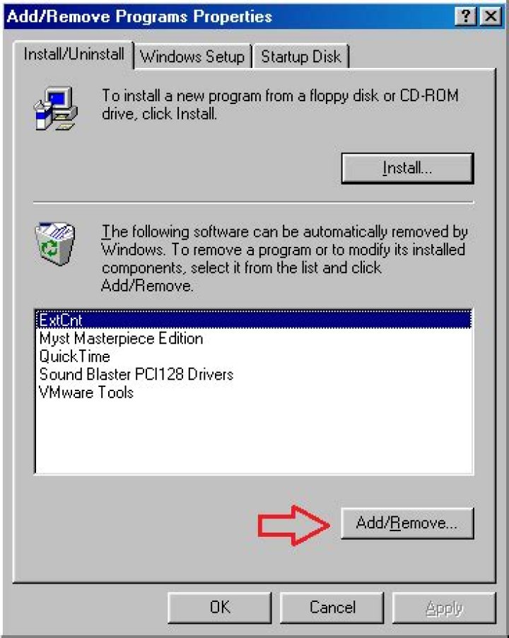 Win98 Add Remove