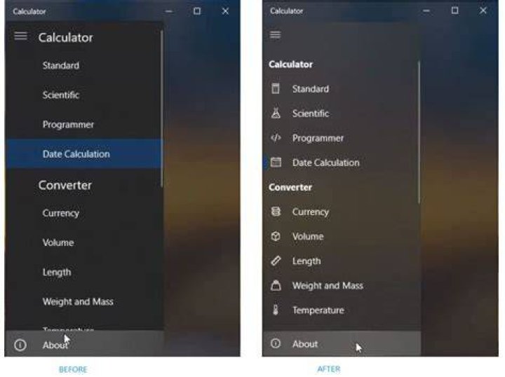 Windows 10 Calculator right-click