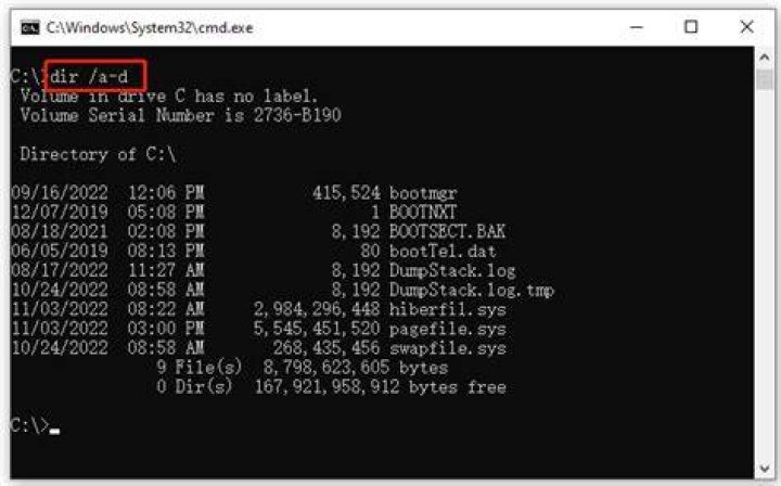 Windows 10 Command Prompt - List all files and folders inside a directory without displaying file extensions