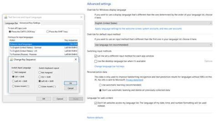 Windows 10 English Display Language with Russian Input Method