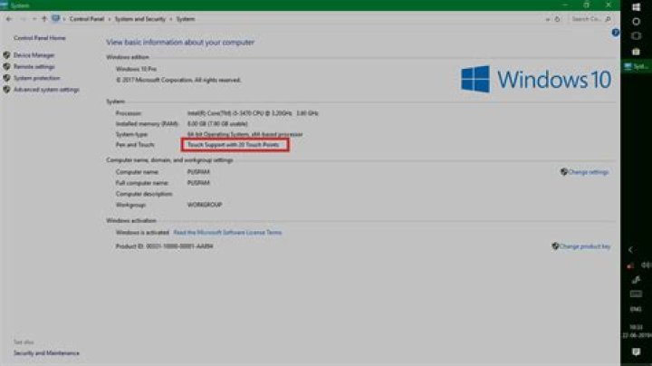 Windows 10 says the monitor supports touch input while it doesn't
