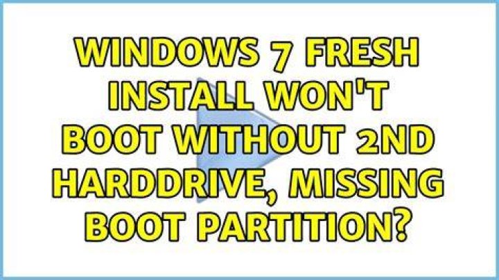 Windows 7 fresh install won't boot without 2nd harddrive, missing boot partition?