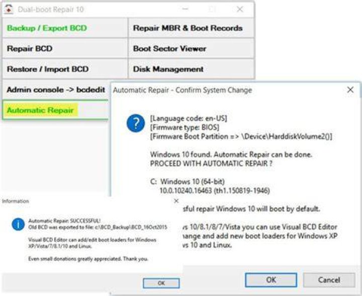 Windows installation not identified. ?? Boot Configuration data file BCD error code 