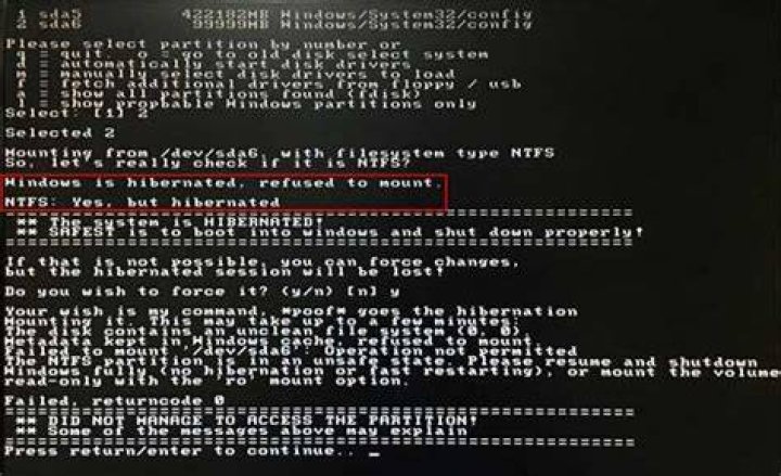 Windows is hibernated, refuses to mount [duplicate]