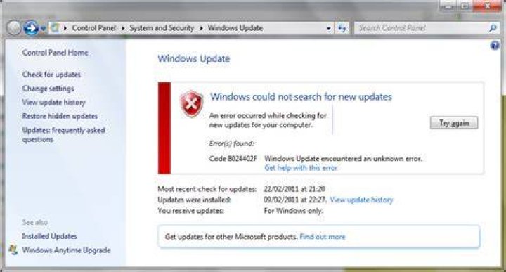 windows update error code 8024402F
