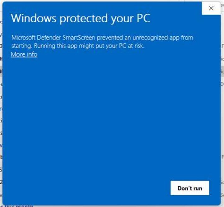 Windows warning message