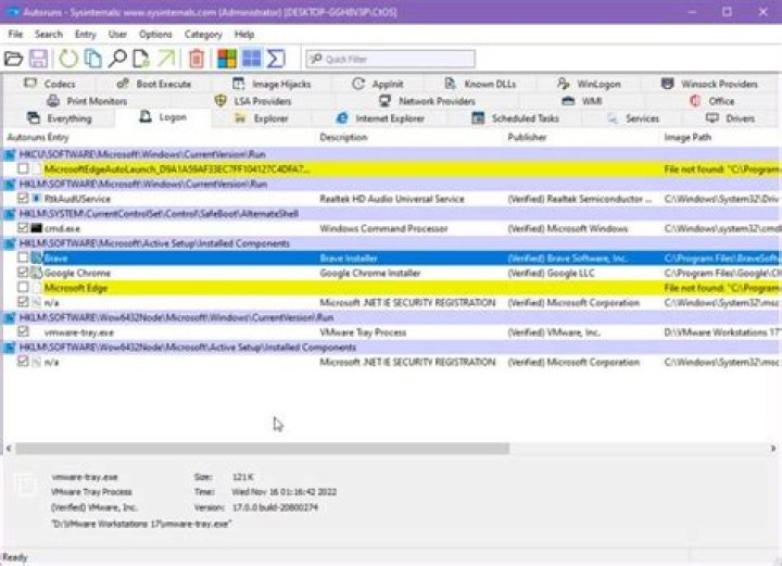 Winsock Providers in AUtoruns