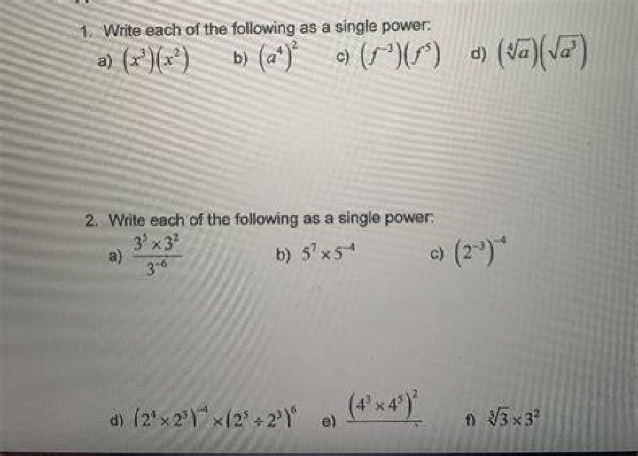 Write an equation as a single power(Grade 11 Math, Function)